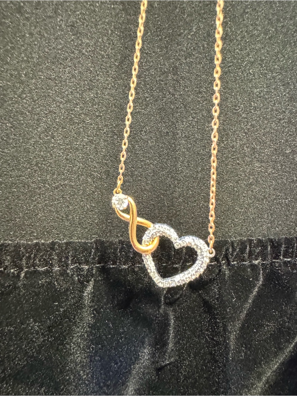 Swarovski Rose Gold Infinity with Crystal Heart Pendant Necklace
